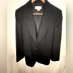 VTG Capsule Jones NY black wool career blazer single breasted notched collar 10